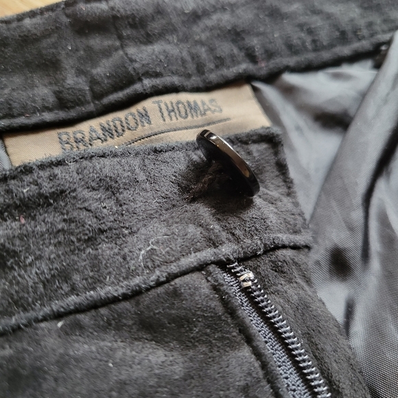 VTG BRANDON THOMAS Black Suade Leather Straight Leg Pants - Picture 4 of 11